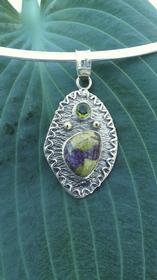 Sterling Silver Atlantisite and Peridot Pendant on Sterling Silver Chain 157//280